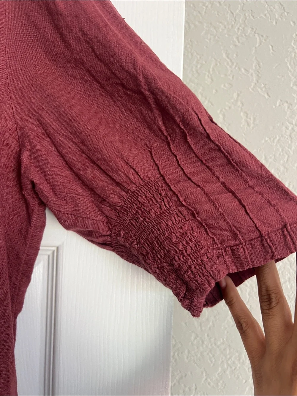 Free People Rosewood Button-Front Peasant Blouse